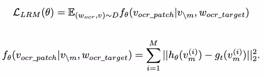 Mathematical equations defining the L_R M loss function involving an expectation and sum of squared norm differences.